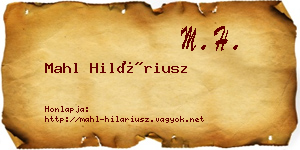 Mahl Hiláriusz névjegykártya
